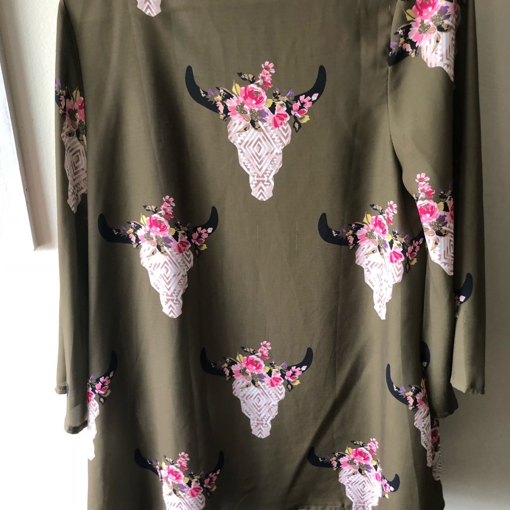Olive Floral Bull Kimono